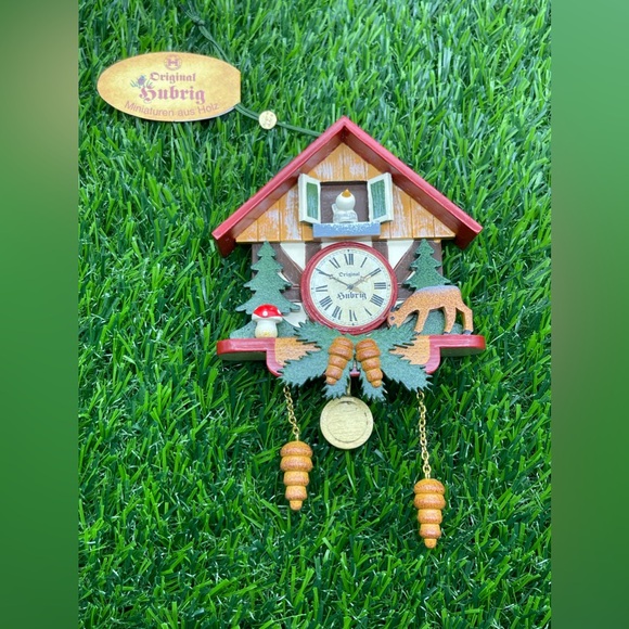 Authentic Hubrig Volkskunst German Erzgebirge Handcrafted Cuckoo Clock Ornament - Picture 3 of 9